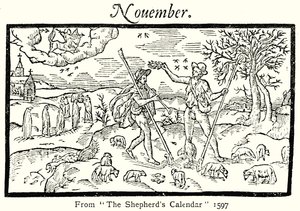 november fra The Shepherds Calendar, 1597 af English School